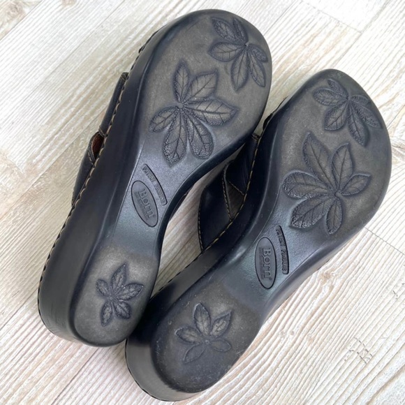 Born Leather Slide Wedge Sandals, Black. - Picture 8 of 8